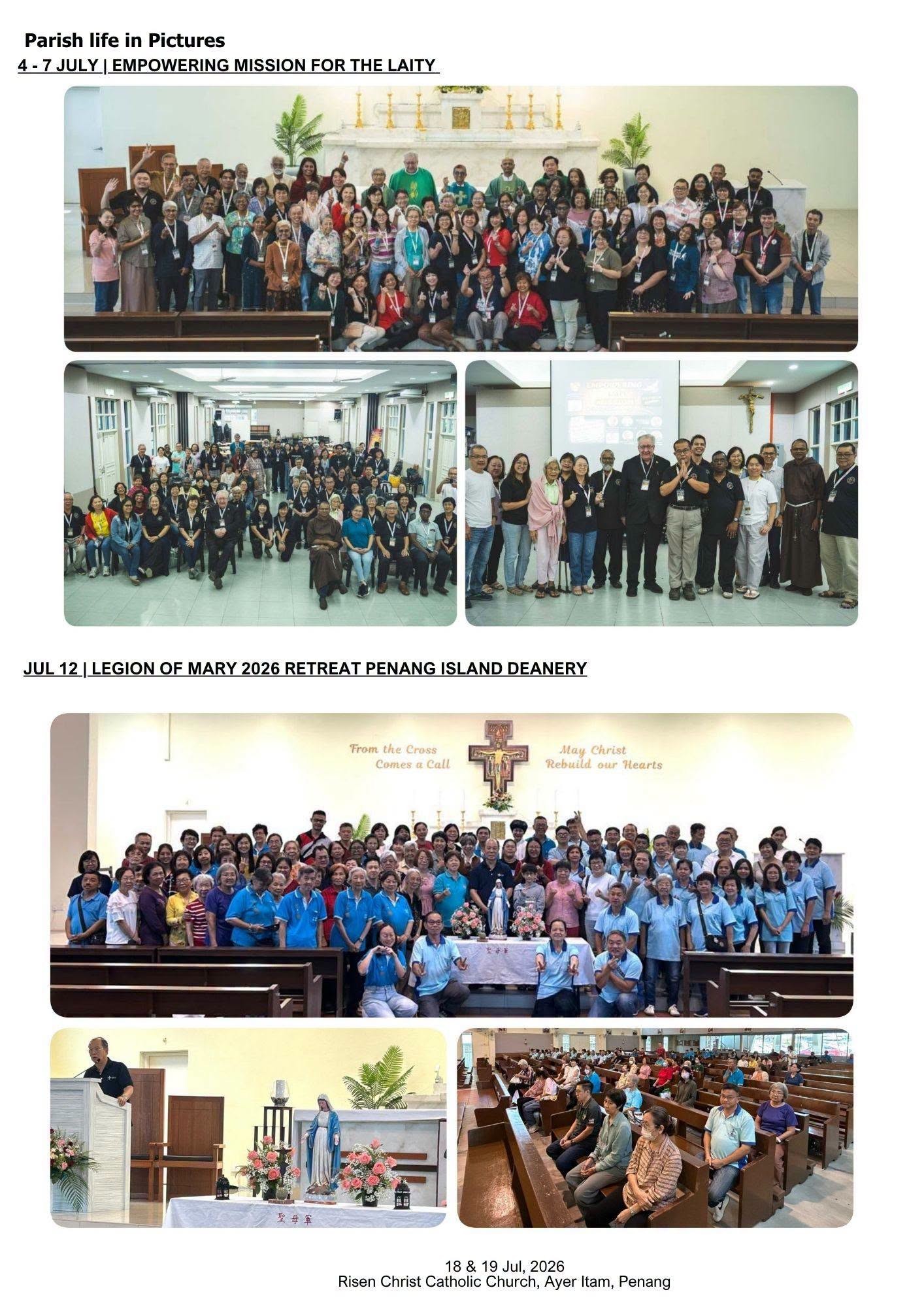 Parish life in pictures: Empowering Mission for the Laity, and the Legion of Mary retreat